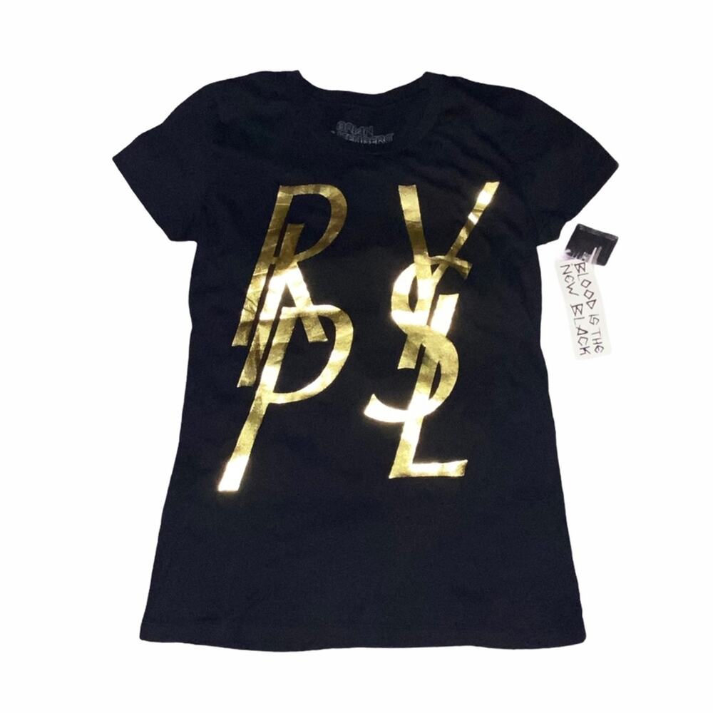 M NEW RIP YSL Brian Lichtenberg Blood is the New Black & Gold Tribute Tee Shirt
